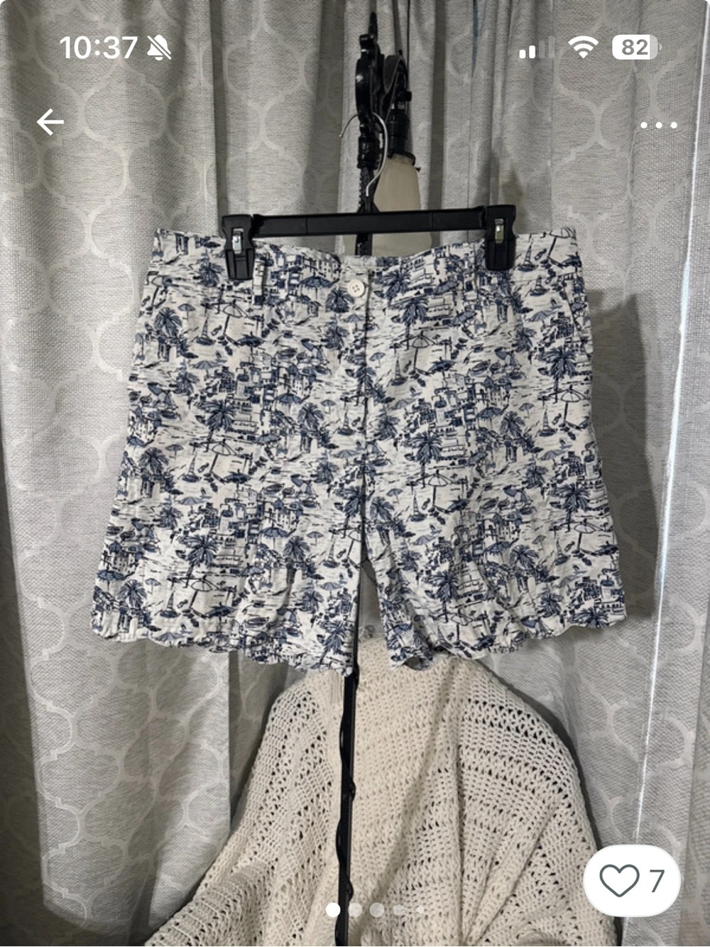 Talbots Patterned Blue and White Cotton Shorts Sz 14